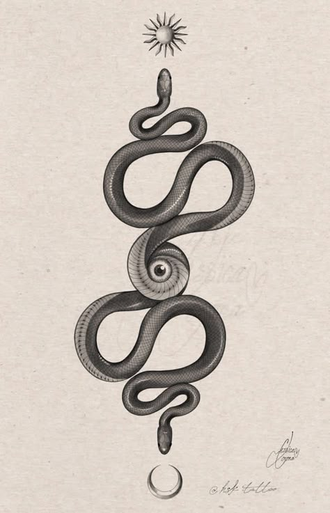 New Tattoo Styles, Ouroboros Tattoo, Snake Illustration, Snake Tattoo Design, Muster Tattoos, Doodle Tattoo, Snake Art, Line Art Tattoos, Tattoo Flash Art