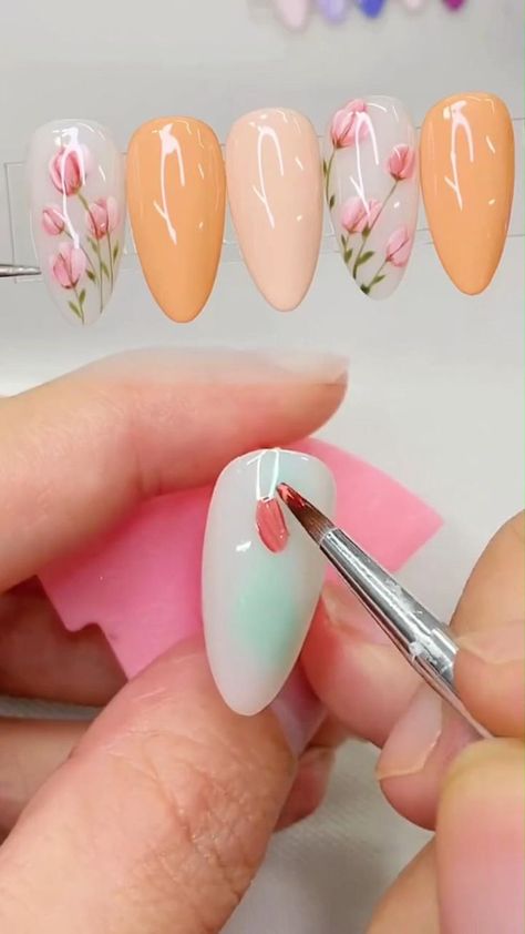 rose nails so beautiful in 2022 | Stylish nails art, Nail designs, Nail art Tulip Nails, Kutek Disney, Milky Nails, Art Deco Nails, Gel Nail Art Designs, Nail Art For Beginners, Nail Art Techniques, Pink Gel, Nail Art Designs Diy