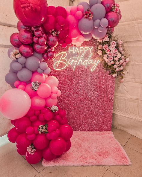 Happy Birthday! #pink #pinkpinkpink #birthdaygirl #happybirthday #felizcumpleaños Magenta Birthday Theme, Hot Pink Birthday Theme, 50 Shades Of Pink Party, Shades Of Pink Party, Hot Pink Party Decorations, Pink Adult Birthday Party, Hot Pink Birthday Decorations, Hot Pink Birthday Party, Pink Birthday Theme