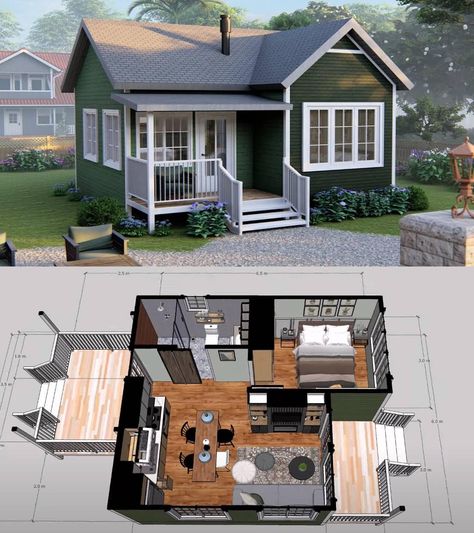 Small House Blueprints, Small Cottage House Plans, Shed Home, Small House Layout, Sims 4 House Building, Tiny House Layout, Building A Tiny House, House Floor Design, Casas The Sims 4