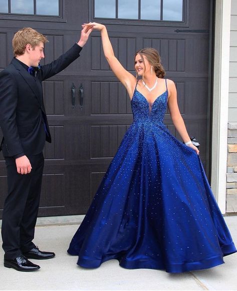 Dark Blue Prom Dress Long, Blue Prom Couple, Blue Grad Dresses, Midnight Blue Prom Dresses, Dark Blue Prom Dresses, Dark Blue Prom Dress, Farewell Dresses, Prom Dresses Long Blue, Blue Prom Dresses