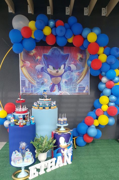 Backdrop Birthday Ideas, Sonic Backdrop Ideas, Sonic Backdrop, Birthday Pinata, Backdrop Birthday, Sonic Birthday, Backdrop Ideas, Birthday Backdrop, Happy Moments