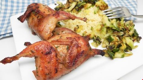 If you are looking for something different to grill this summer, how about quail? This easy grilled quail recipe is ready in under 30 minutes. Grilled Quail Recipes, Grilled Quail, Crostini Appetizer, Quail Recipes, Recipes Brunch, Easy Grilled Chicken, Shredded Brussel Sprouts, Grilled Teriyaki Chicken, Brunch Dishes