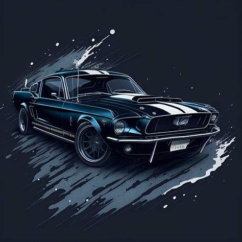 Car Watercolor, Mustang Art, Mustang Black, Moon Watercolor, Blue Mustang, Mclaren Cars, Cool Car Drawings, Car Vector, Car Artwork