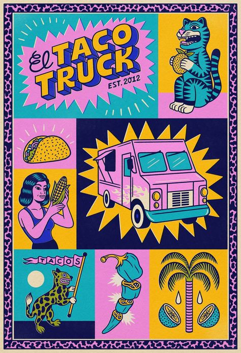 Bene Rohlmann — Closer&Closer Taco Truck, Retro Graphic Design, Music Festival Poster, Graphic Poster Art, Best Designers, Logo Design Free, Graphic Design Fun, Festival Posters, Event Poster