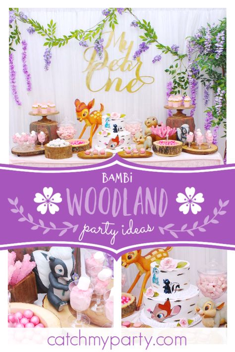 Bambi 1st Birthday Party Ideas, Bambi Party Ideas, Bambi Woodland Birthday Party, Bambi First Birthday, Bambi Party Decorations, Bambi Birthday Party, Bambi Birthday Party Decoration Girl, Bambi Birthday, First Birthday Theme