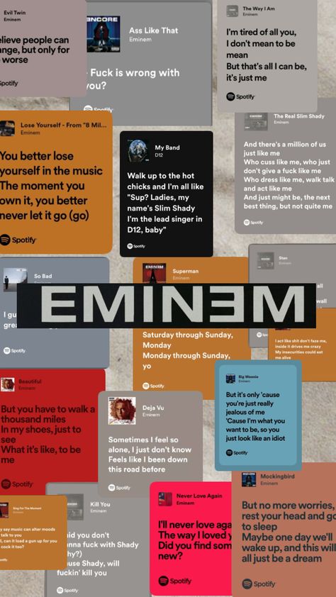 #eminem #music #wallpaper Eminem Song Quotes, Eminem Lyrics, Eminem Music, Eminem Songs, The Eminem Show, Eminem Wallpapers, Eminem Quotes, The Real Slim Shady, Evil Twin