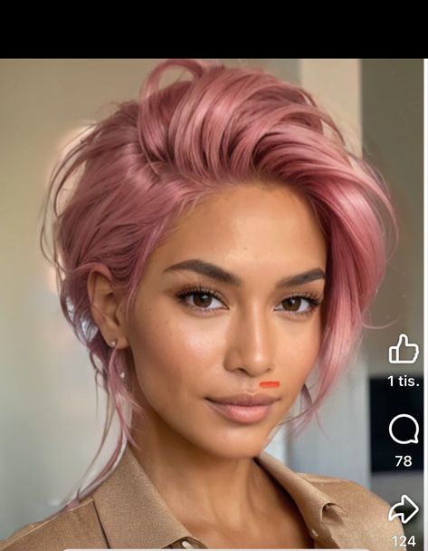 Short Pink Bob Hairstyles, Pink Bob Hairstyles, Pink Hair Bob, Short Pink Bob, Pink Bob, Light Pink Hair, French Bob, Hair Bob, Pink Hair