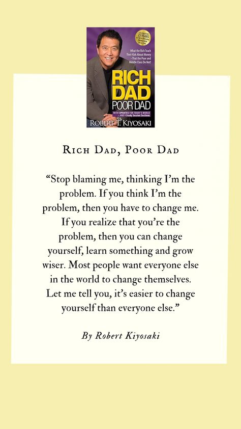 "Rich Dad Poor Dad" is an eye-opening exploration of financial literacy and wealth-building strategies. Robert Kiyosaki uses a captivating narrative style to convey essential financial principles, making it accessible to readers of all backgrounds. The book revolves around the starkly different financial philosophies imparted by Kiyosaki's two father figures, offering valuable insights that challenge conventional wisdom about money and success. Psychologist Books, Rich Dad Poor Dad Quotes, Money Psychology, Rich Dad Poor Dad Book, Letter To My Boyfriend, Robert T Kiyosaki, Progress Quotes, Money And Success, Habit Quotes