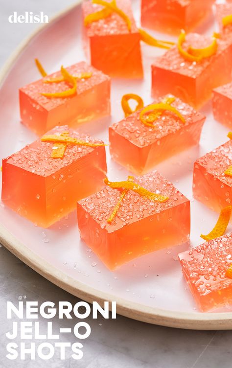 We love a good Jell-o shot and this Negroni-flavored one is no exception. Get the recipe from Delish.com. #negroni #shot #recipe #jello #party #easy Holiday Jello Shots, Homemade Jello, Best Jello Shots, Jello Shots Recipe, Jell O Shots, Christmas Shots, Jelly Shots, Pudding Shots, Jello Shot Recipes