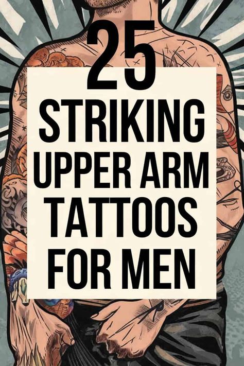 Ink Inspiration: 25 Male Upper Arm Tattoo Ideas That Will Turn Heads Back Of The Forearm Tattoo Men, Mens Tattoo Ideas Upper Arm, Upper Arm Tats Men, Fine Line Sleeve Tattoo For Men, Tattoo Ideas For Elbow, Best Looking Tattoos For Men, Retro Tattoos Men, Top Of Bicep Tattoo Men, Mens Inner Bicep Tattoo Ideas