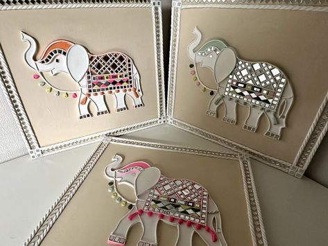 Lippan Art Elephant Design, Lippin Art, Mud Mirror Work, Mould Art, Mud Art, Diwali 2024, Pichwai Art, Disney Canvas Art, Ceramic Wall Sculpture