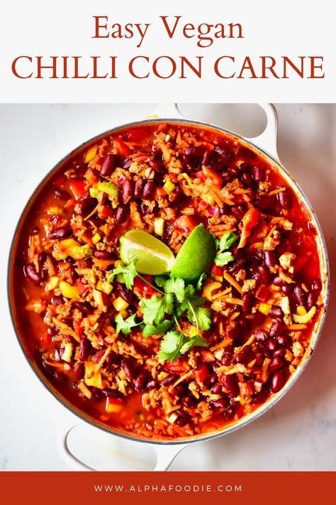 Healthy Vegan Chili Recipe, Easy Vegan Chilli Recipe, Easy Vegan Chilli, Vegan Vegetable Chili, Vegan Tofu Chili, Vegan Chilli Recipe, Vegetarian Chilli Con Carne, Vegan Chilli Con Carne, Veggie Meal Plan