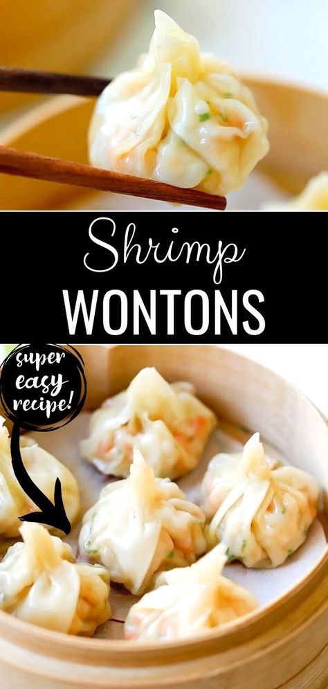 Shrimp Wontons, Recipe With Shrimp, Shrimp Wonton, Won Ton, Wonton Recipes, Rasa Malaysia, Wonton Wrappers, Wontons, Super Easy Recipes