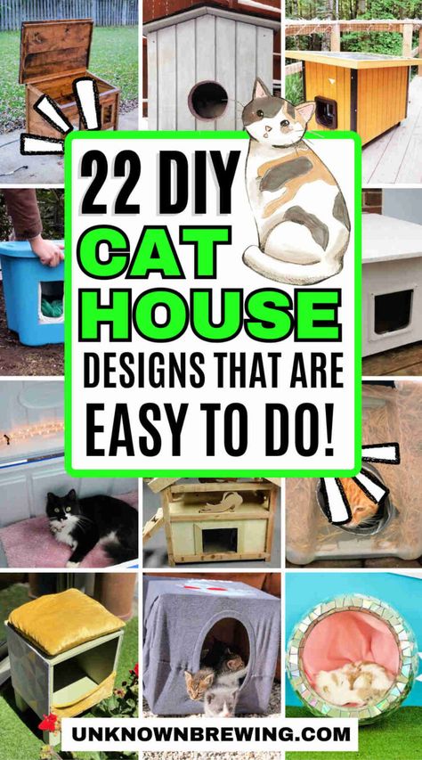 22 Cozy DIY Outdoor Cat House Plans for Happy Felines Outdoor Cat House Plans, Outdoor Cat House Diy, Diy Outdoor Cat House, Cat Shelters For Winter, Heated Outdoor Cat House, Insulated Cat House, Outside Cat House, Heated Cat House, Cat House Plans