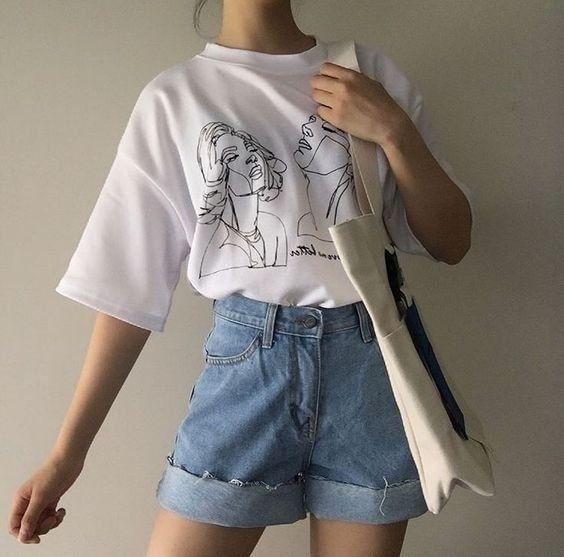 Fashionshow JF Women Korean Fashion Art Drawing T Shirt Cute Ulzzang  Oversized White Tee Street Style Shirt-in T-Shirts from … | Moda de ropa,  Ropa de moda, Outfits