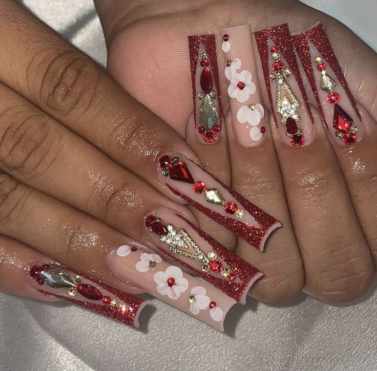 French Nail Designs, French Nail, Exotic Nails, Bling Acrylic Nails, Senior Prom, Acrylic Nails Coffin, Nails Coffin, French Nails, Coffin Nails