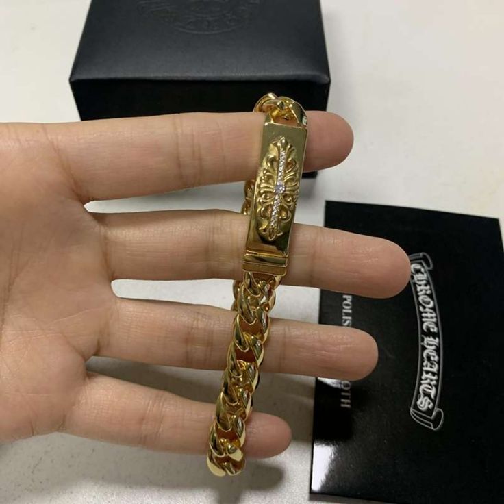 Brand New, Unused. Well Preserved Without Any Stains Or Damage If You Like It And Have Any Questions, Please Contact Me Luxury Engraved Cuban Link Bracelet, Gold Accessories Men, Gold Chrome Hearts, Gold Jewelry Men, Chrome Hearts Bracelet, Gold Bracelets For Men, Crazy Jewelry, Masculine Jewelry, Hearts Bracelet