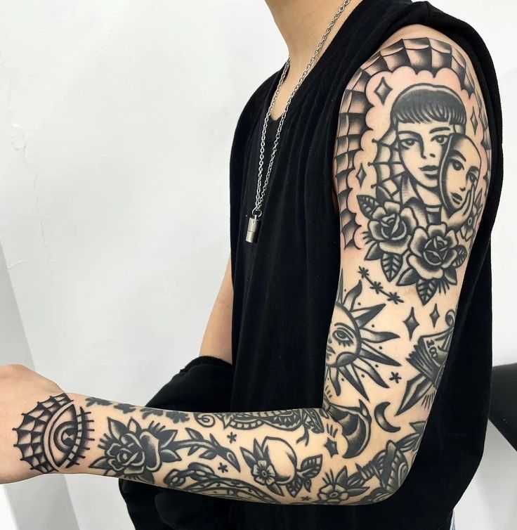 a man with tattoos on his arms and arm