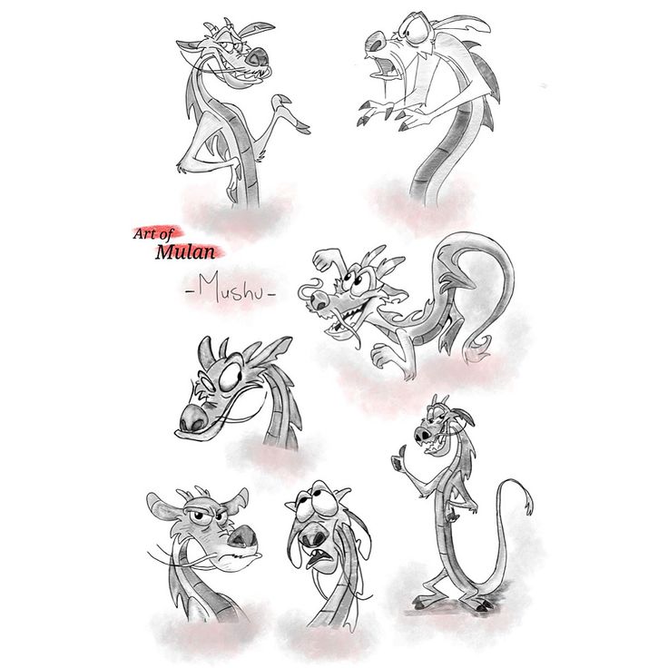 the concept art for disney's ratty mouse and other animated characters, drawn in pencil