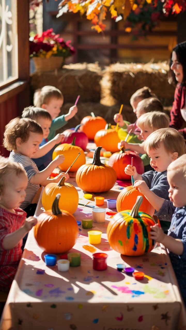 Halloween birthday party ideas First Birthday Menu Ideas Fall, Harvest Party Games For Preschoolers, Halloween Daycare Party Ideas, Halloween Birthday Crafts, Kids Halloween Activities Party Ideas, Fall Playdate Ideas, Kids November Birthday Party Ideas, Pumpkin Patch 3rd Birthday Party, Small Halloween Party Ideas For Kids