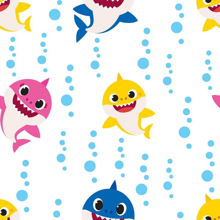 a group of cartoon sharks swimming in the water