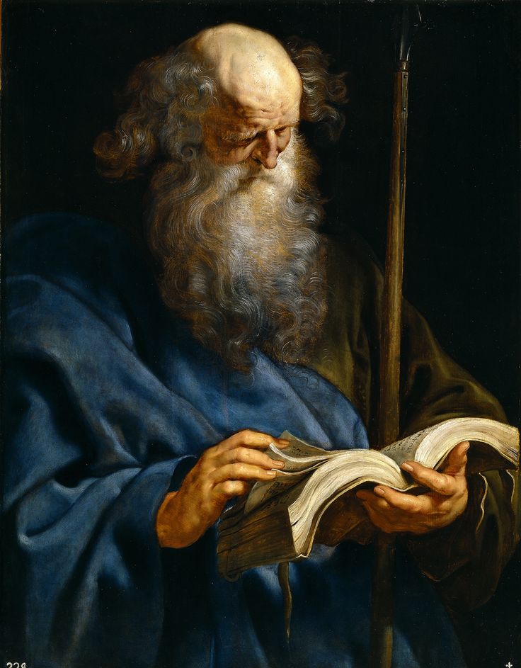 an old man with a long beard reading a book and holding a staff in his hand