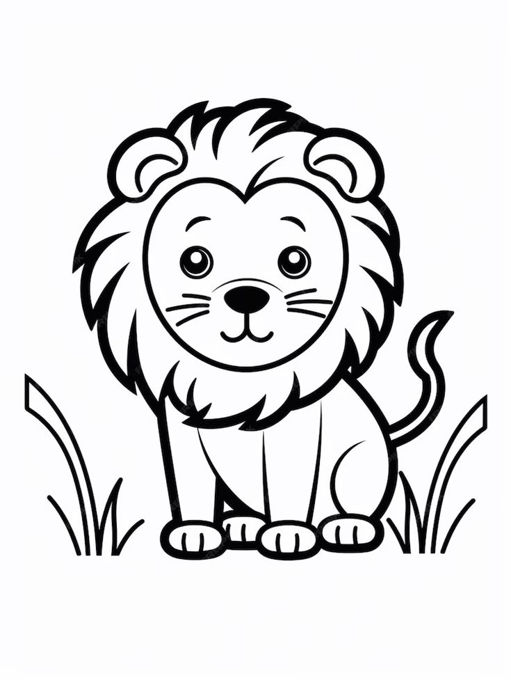 a cartoon lion sitting in the grass with its eyes open and one paw on it's chest