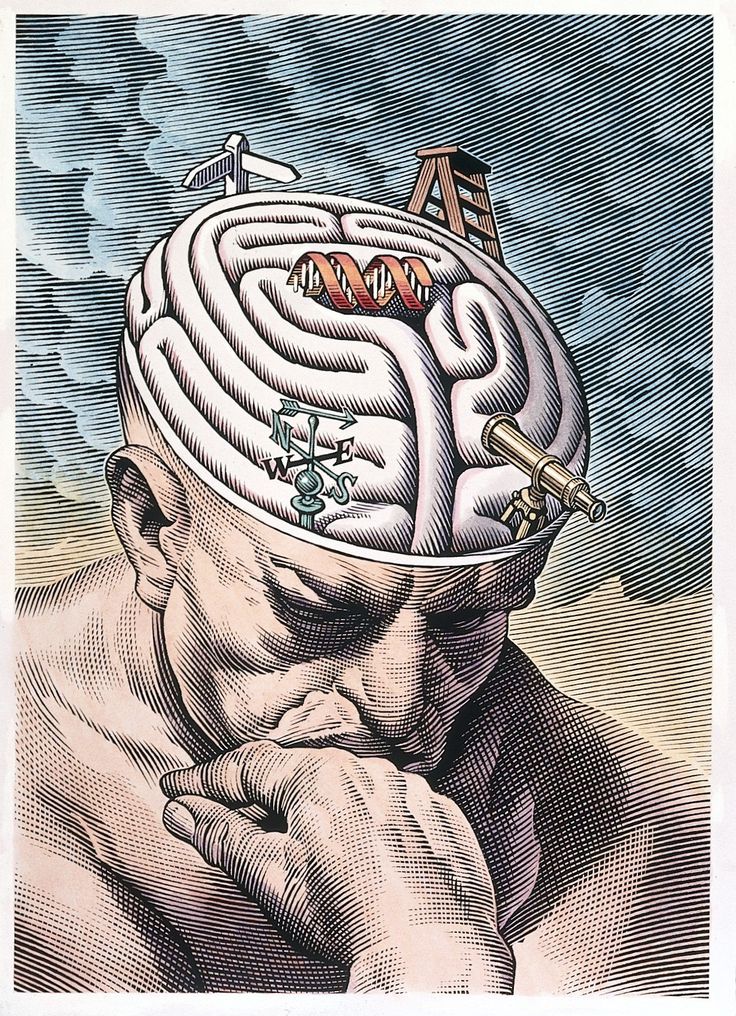 an image of a man with a brain maze on his head