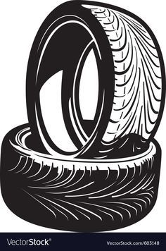 an image of two tires stacked on top of each other in black and white colors