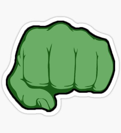 a green hand drawn in the shape of a fist sticker