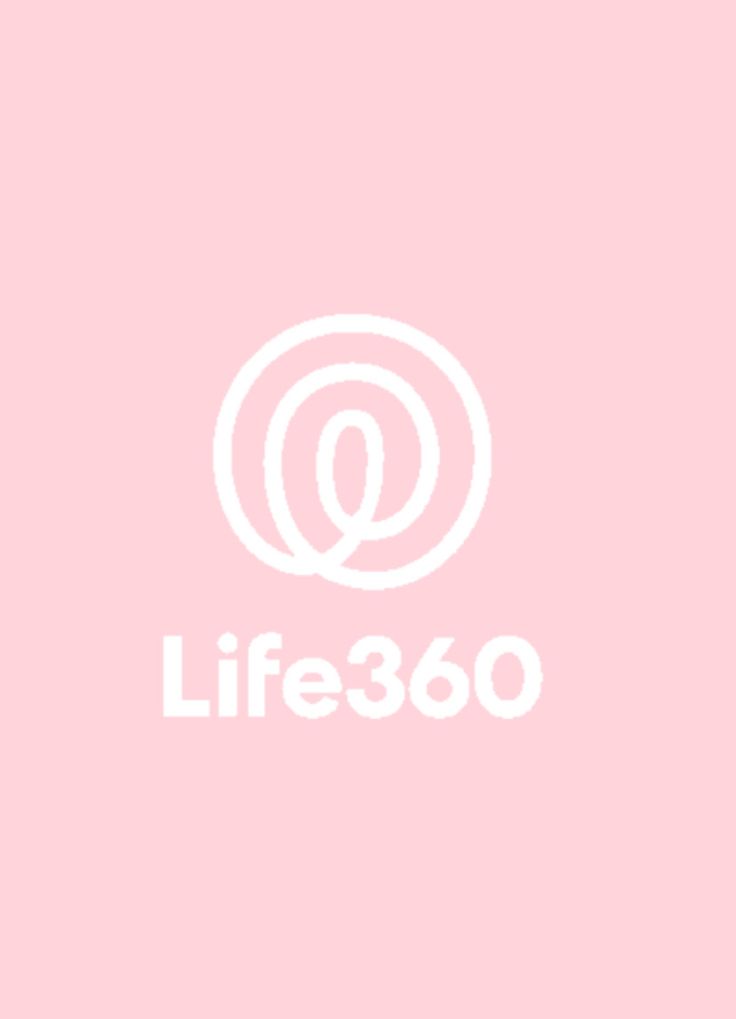 the logo for life360 is shown in white on a light pink background,