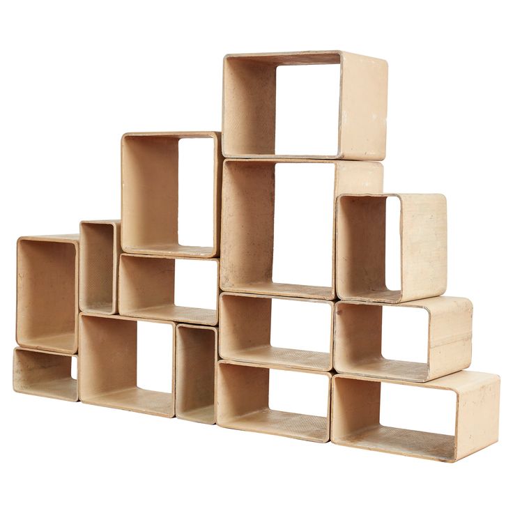 a set of six wooden shelves sitting on top of each other