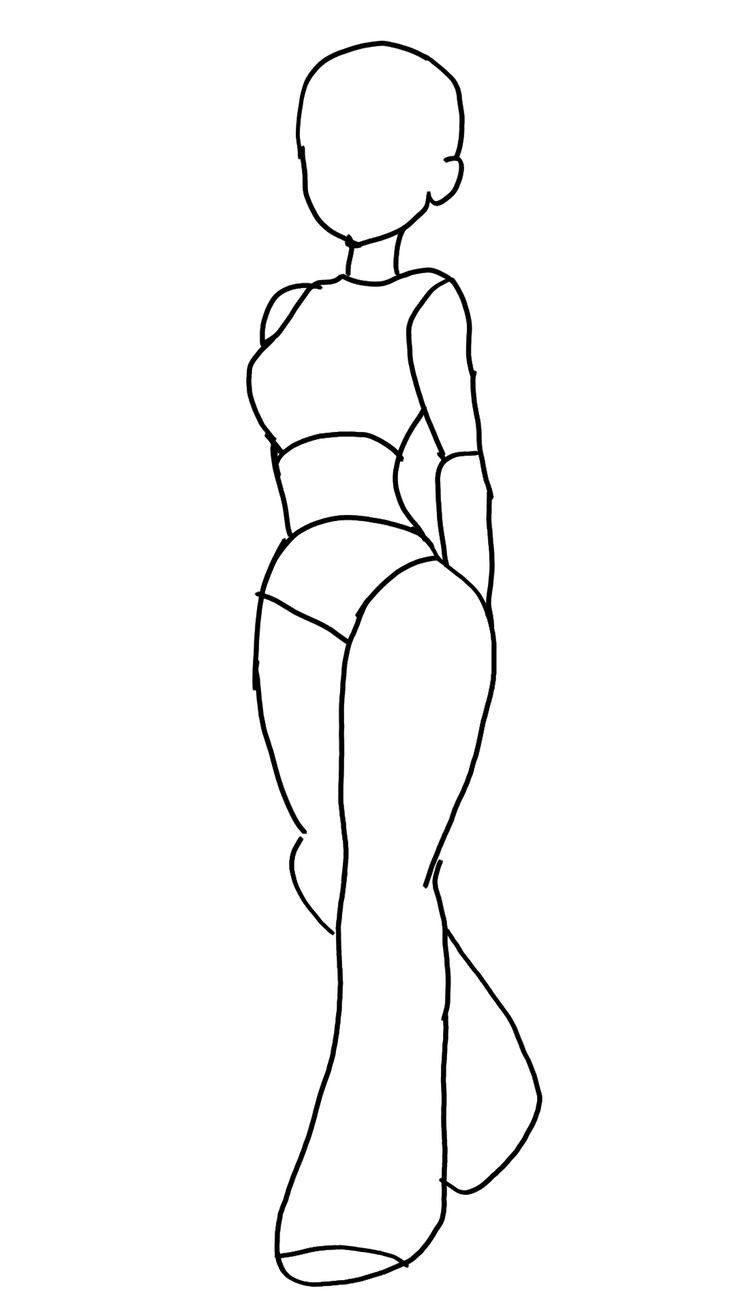 a drawing of a woman in swimsuits with one leg up and the other hand on