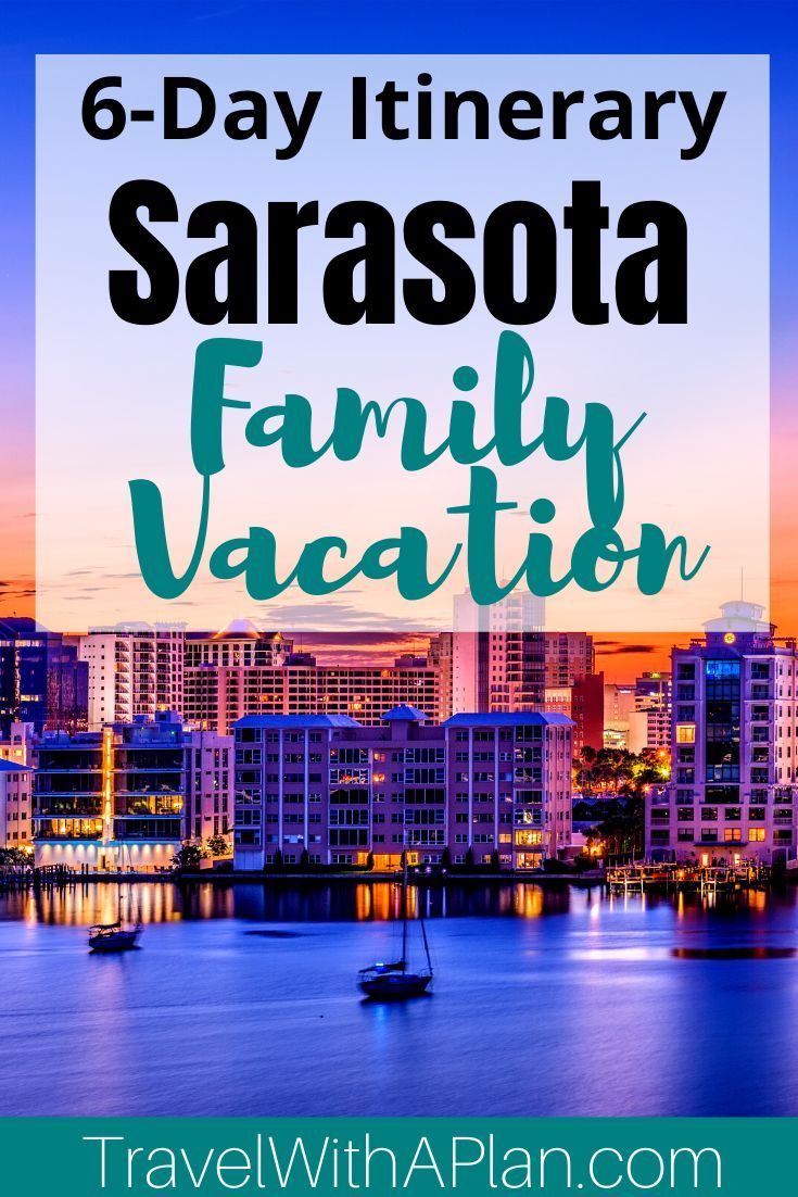 the city skyline with text overlay reading 6 - day itinerary sarasoa family vacation