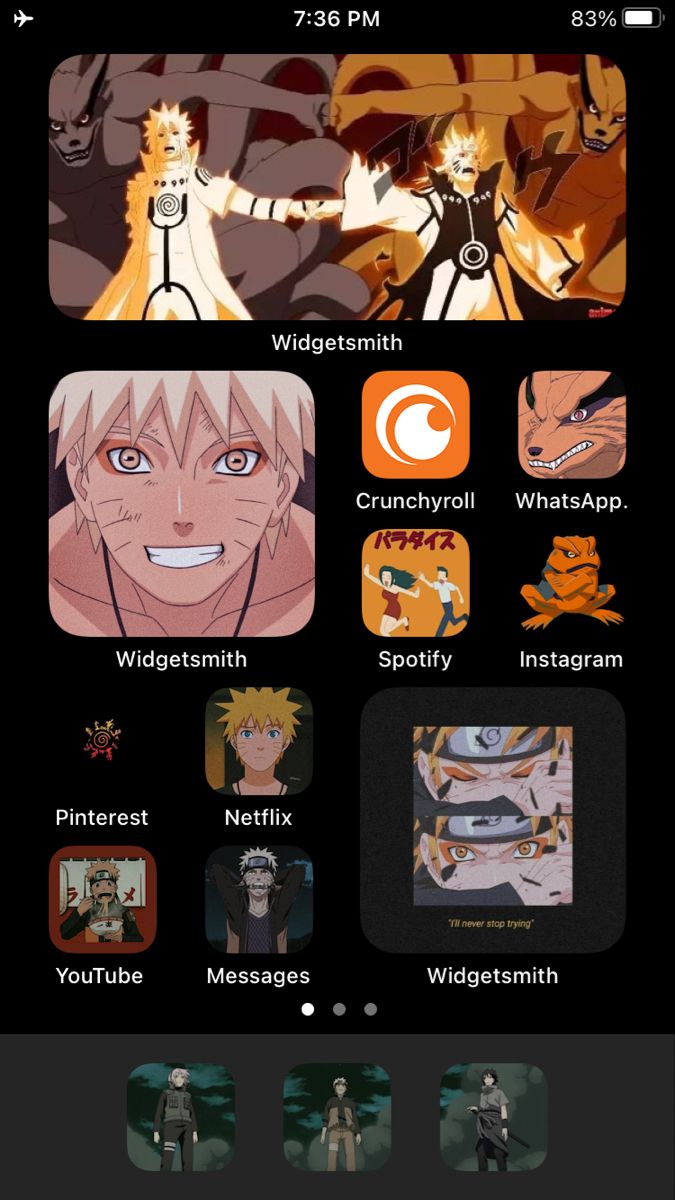 an iphone screen with anime characters on it