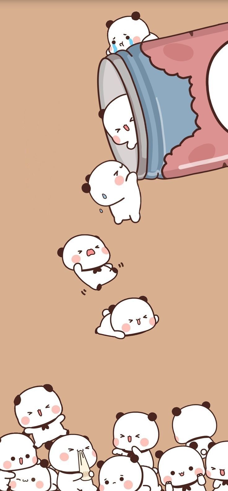 a bunch of little white bears are in a bucket