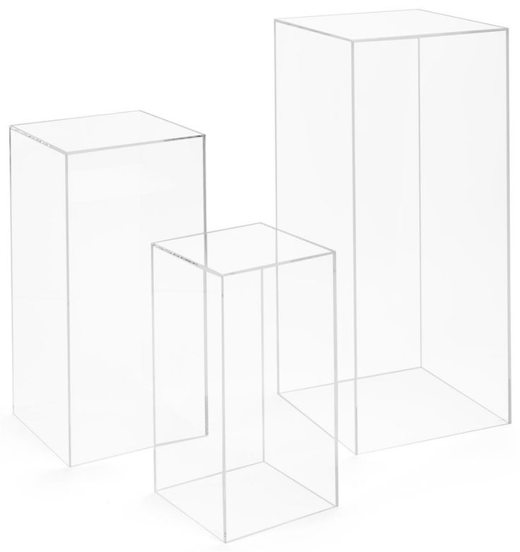 three clear boxes sitting next to each other