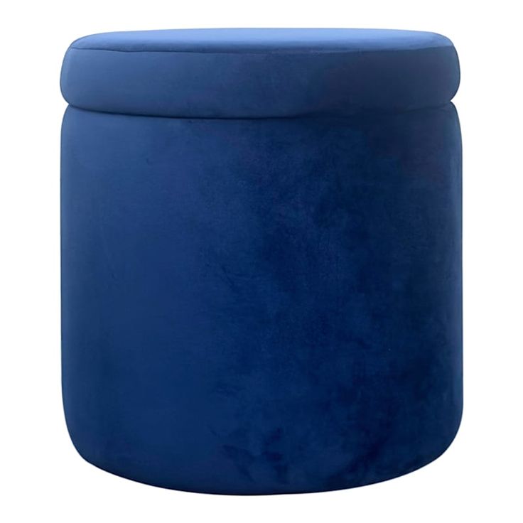 a large blue stool sitting on top of a white floor