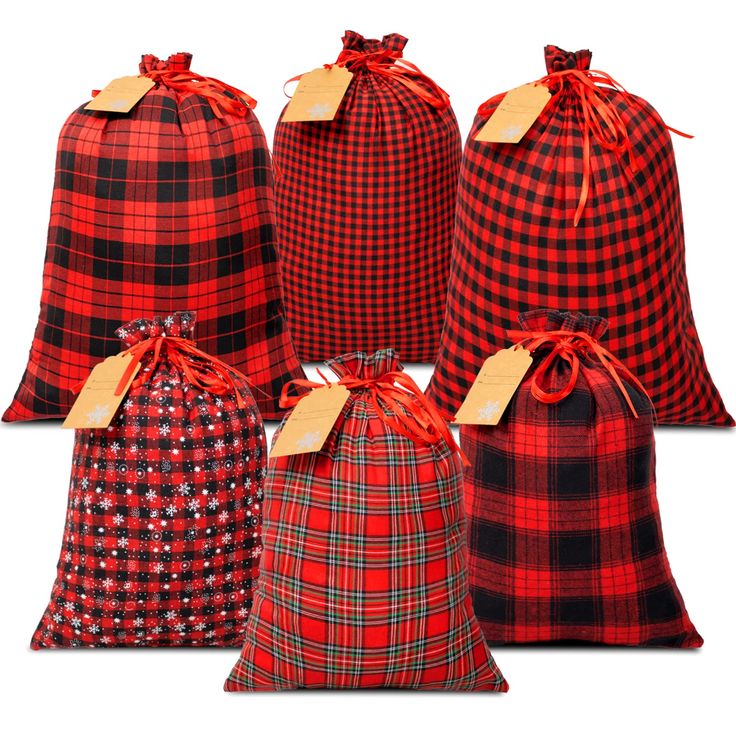 PRICES MAY VARY. ✔️【XMAS GIFT BAGS】You will get 6 pack cloth Christmas gift bags in 6 different patterns with drawstrings, sizes including 2pcs 20" × 16" and 4pcs16" × 12". Come with Kraft paper gift tags, great for kids holiday christmas gift Wrapping. ✔️【PREMIUM MATERIAL】Our Christmas drawstring cloth gift bags are made of good quality polyester, very soft to touch, which will make your gifts well-shielded. Our gift tags are made of high-quality Kraft paper, durable and practical. ✔️【DRAWSTRING DESIGN】Each plaid fabric gift bags is designed with a drawstring, which can tighten the opening of the bag to avoid content dropping off, easy to carry. These opaque bags can create a strong mysterious atmosphere and bring more surprises to people who will receive your gifts. ✔️【XMAS PARTY FAVOR】T Christmas Gift Treats, Gift Treats, Gift Tags For Christmas, Christmas Gift Sack, Christmas Treats For Gifts, Plaid Bag, Christmas Stocking Gifts, Gift Sack, Holiday Gift Bag