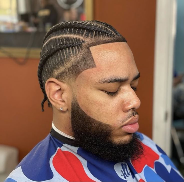 Cornrows With Temp Fade, Cornrow With Fade, Taper Fade Haircut Braids, Cornrows With Low Taper, Temp Fade With Braids, Drop Fade Cornrows, Corn Rolls Men, Men Short Braids Hairstyles, Low Taper Braids