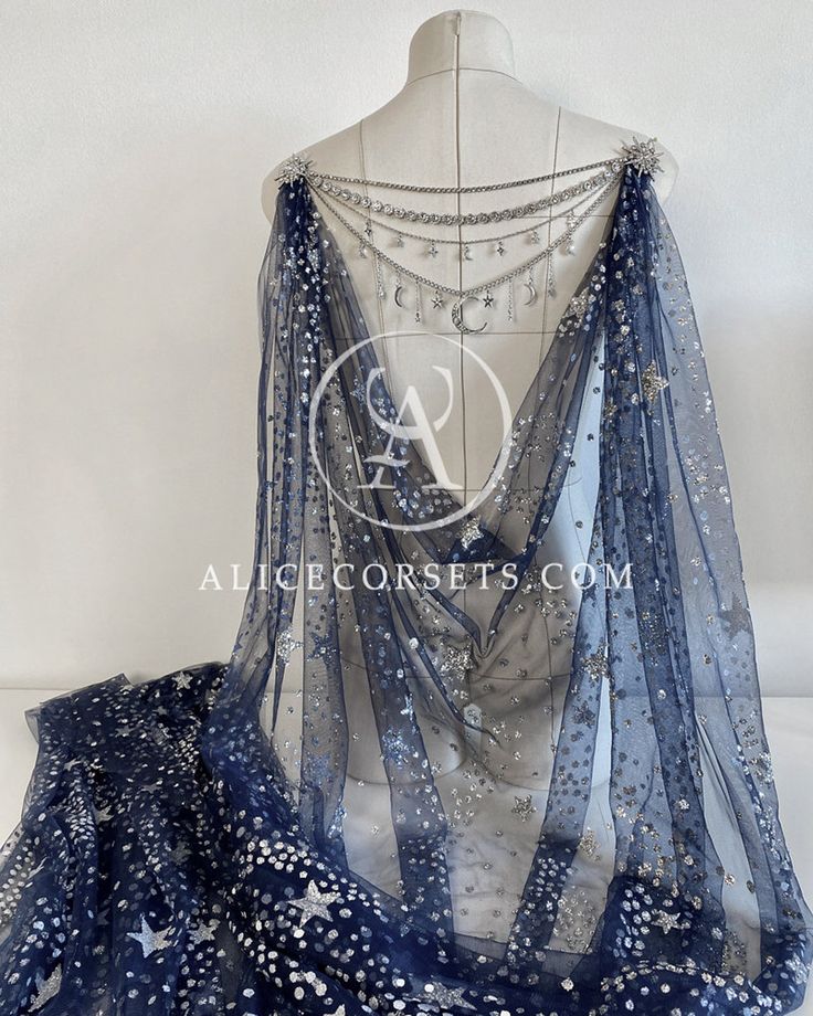 Celestial Draped Wedding Cape Veil Starry Bridal Cape Pegasus Moon Fairytale Cloak Fantasy Veil Cover-up for Dress Alternative Wedding Wrap - Etsy Canada Cosmic Wedding Dresses, Beautiful Blue Wedding Dresses, Constellation Dress Wedding, Blue Star Wedding Dress, White And Navy Wedding Dress, Celestial Veil Wedding, Fantasy Dress With Cape, Dress Cape Pattern, Starry Dress Aesthetic