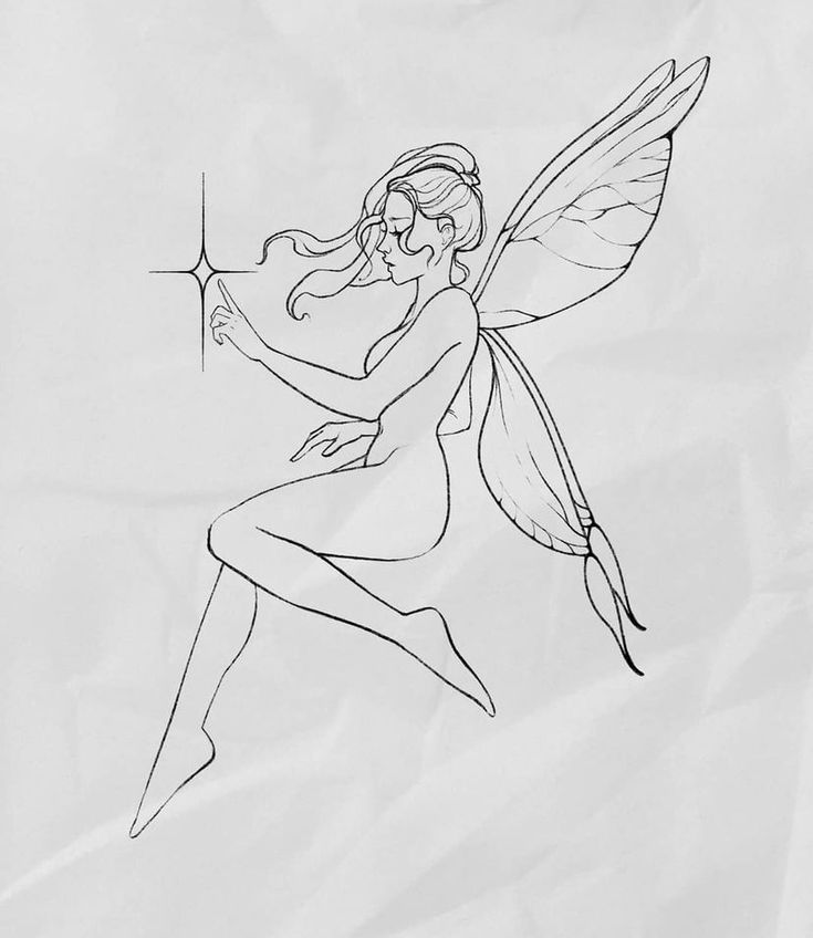 a drawing of a fairy holding a wand