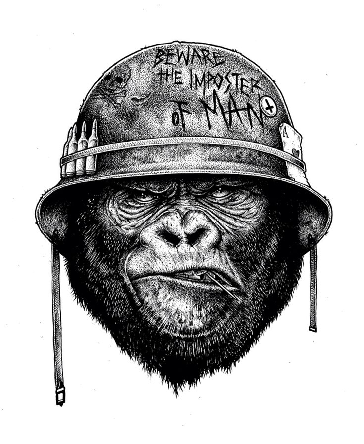 a drawing of a gorilla wearing a fireman's helmet with words on it