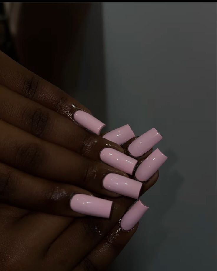 Sold Color Nail Ideas, Plain Pastel Nails, Plain Nails Ideas, Short Solid Color Acrylic Nails, Medium Length Nails Acrylic Square Design, Pink Nails Black Women, Plain Nails Acrylic, Nails On Black Women, Plain Acrylic Nails