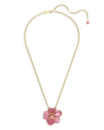 Swarovski Florere Pink Crystal Flower Convertible Pin & Pendant Necklace in Gold Tone, 21.66 Necklaces Flower, Gold Pink Jewellery, Svarowski Jewelry, Elegant Pink Gold Necklace With Flower Pendant, Cute Pink Flower Necklace, Cute Pink Flower Pendant Jewelry, Flower Jewelry, Fine Jewelry Pink Flower Pendant Necklace, Pink Adjustable Flower Shaped Necklace