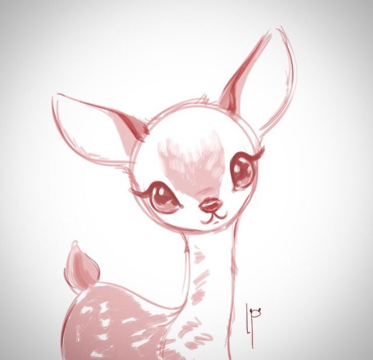 a drawing of a little deer with big eyes