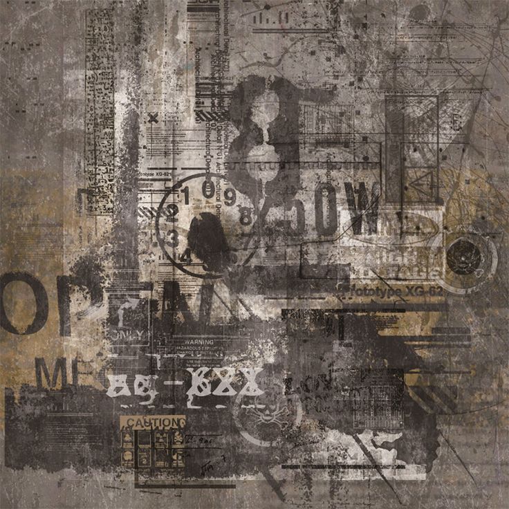 an abstract grungy painting with various numbers and symbols on the side of it