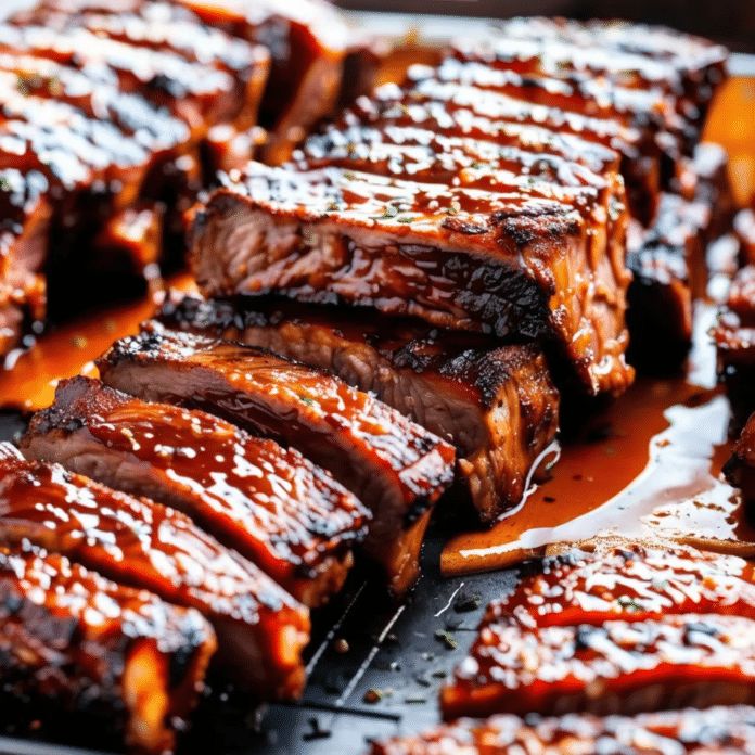 the ribs are being grilled on the grill