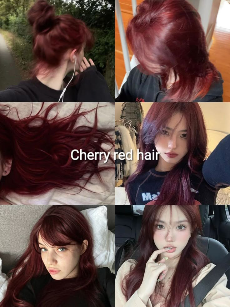 Cherry Red Hair, Red Hair Inspo, Wine Hair, Cherry Hair, Hair Inspiration Long, Hair Tint, Dyed Hair Inspiration, Hair Inspiration Short, Pretty Hair Color